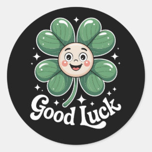 Goed Luck Vier Leaf Clover Ronde Sticker