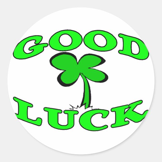 Goed Luck Vier Leaf Clover Ronde Sticker (Voorkant)