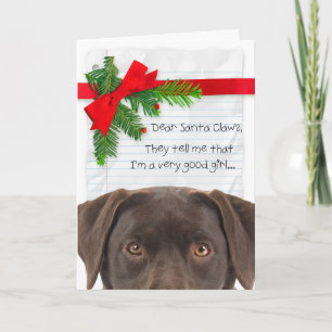 Goed meisje Chocolade Lab Kerstmis Kaart
