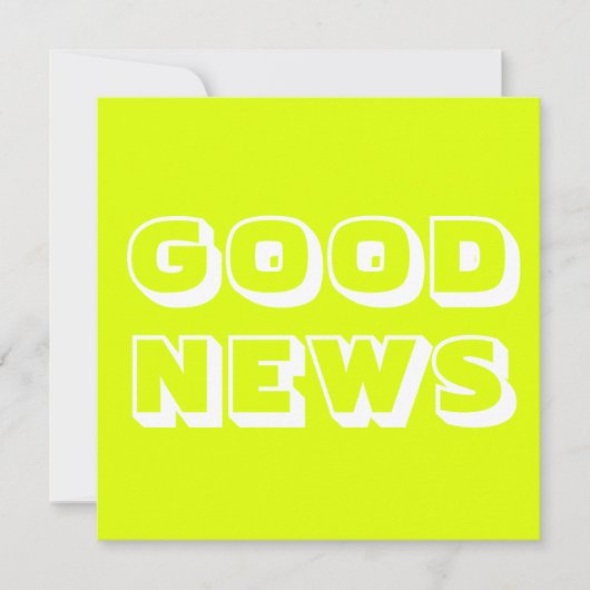 Goed nieuws, Gefeliciteerd, chartreuse wit Kaart (Voorkant)
