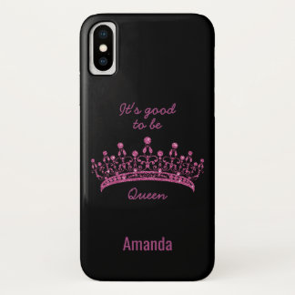 Goed om Koningin Roze Glitter Crown iPhone X Hoesj Hoesje