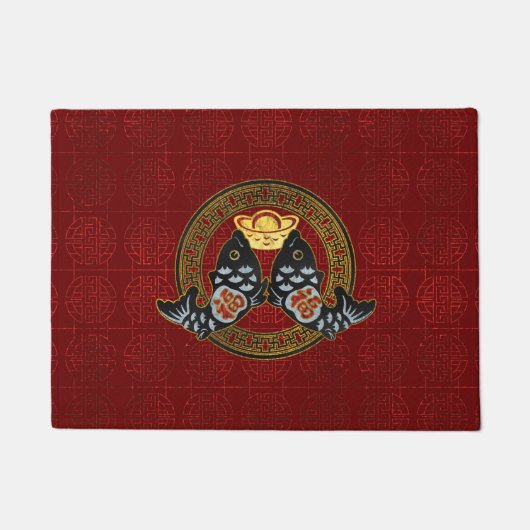 Goed symbool met Koi Fish en munt Deurmat (Voorkant)