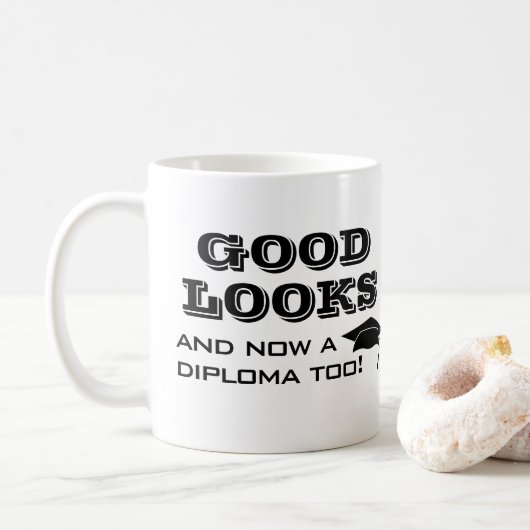 Goed uiterlijk en nu Diploma to Funny Afstuderen Koffiemok (Met donut)