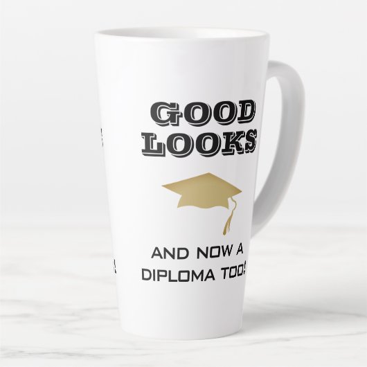 Goed uiterlijk en nu Diploma to Funny Afstuderen Latte Mok (Rechterhoek)