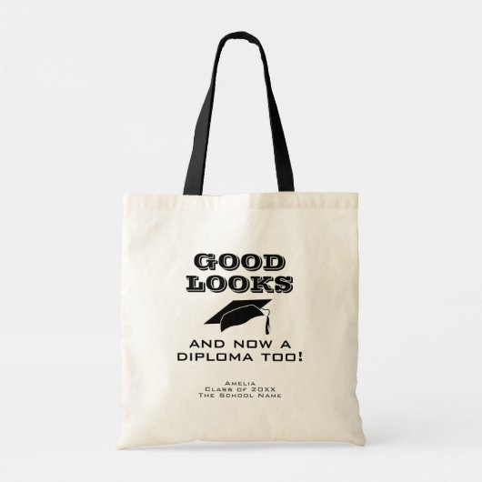 Goed uiterlijk en nu Diploma to Funny Afstuderen Tote Bag (Achterkant)