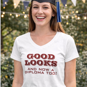Goed uiterlijk en ook diploma Grappige afstuderen T-shirt