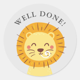 Goed uitgevoerde Cute Lion Teacher Award Ronde Sticker