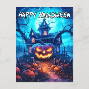 Goed verlichte Nefarious Happy Halloween pompoen Briefkaart