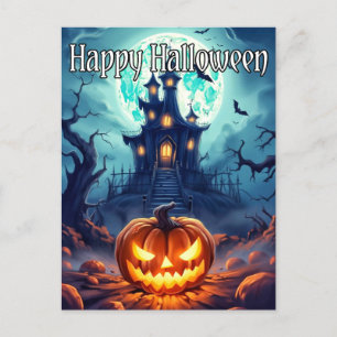 Goed verlichte Nefarious Happy Halloween pompoen Briefkaart
