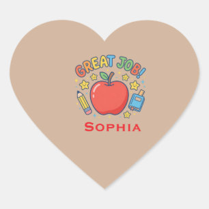 Goed werk, leraar en leerling hart sticker