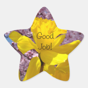 Goed werk! stickers Gele Narcis Lente School