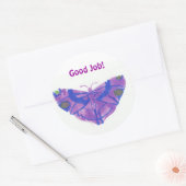 "Goed werk" stickers (groot) met paarse vlinder (Envelop)