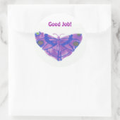 "Goed werk" stickers (groot) met paarse vlinder (Tas)