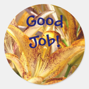 Goed werk! stickers Oranje lelie bloem stickers