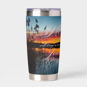 Goed werk vijver zonsondergang geïsoleerde drinkbeker