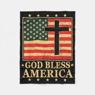 Goed Zal Amerika Zegenen Jezus Christelijk Kruis G Fleece Deken