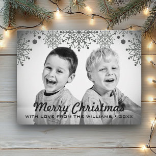 Goedaardige kerst Foto van Black and White Holid Feestdagenkaart