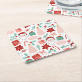 Goedaardige kerst vierkante kartonnen onderzetter (Schuin)