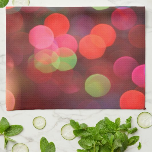 Goedaardige kerstavond met Bokeh-kerstavond Theedoek (Gevouwen)