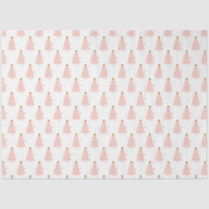 Goedaardige kerstboomfeestdag in roze roze tissuepapier