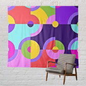 Goedaardige moderne cirkels in roze blauw en groen wandkleed