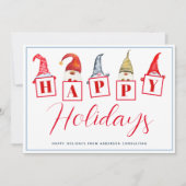 Goedaardige Prettige feestdagen Gnomes Red Busines Feestdagenkaart (Voorkant)