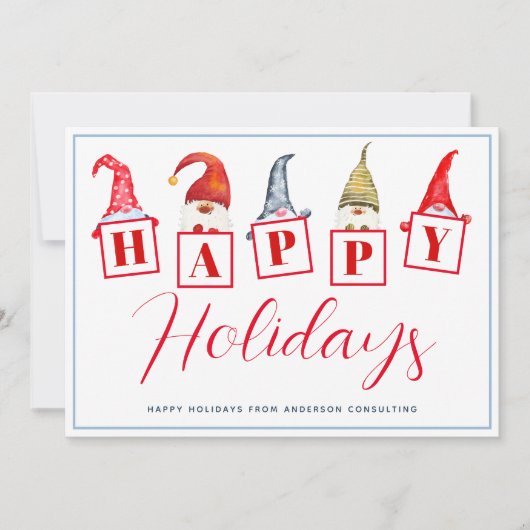 Goedaardige Prettige feestdagen Gnomes Red Busines Feestdagenkaart (Voorkant)