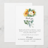 Goedaardige zonnebloem Bereavement Funeral Dank je Bedankkaart (Voorkant / Achterkant)