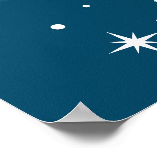 Goedbenauwd kerstboompatroon op blauw poster (Hoek)