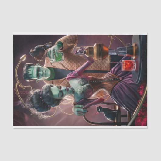 Goede chemie, monster van Frankenstein en zijn bru Tissuepapier (Voorkant)