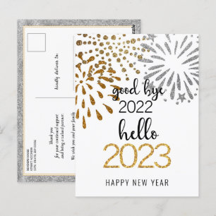Goede dag 2022 Hallo 2023 Business Festive Firewor Briefkaart