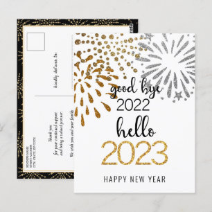 Goede dag 2022 Hallo 2023 Business Festive Firewor Briefkaart
