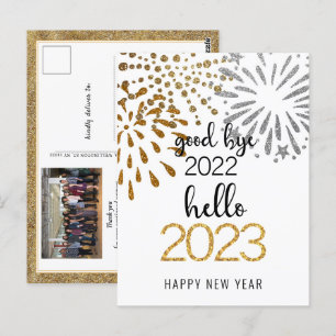 Goede dag 2022 Hallo 2023 Business Festive Firewor Briefkaart