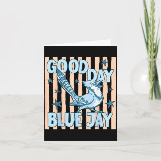 Goede Dag Blauwe Jay Schattig Retro Vogel Grafisch Kaart