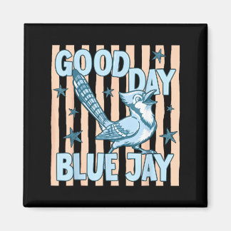 Goede Dag Blauwe Jay Schattig Retro Vogel Grafisch Magneet