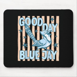 Goede Dag Blauwe Jay Schattig Retro Vogel Grafisch Muismat