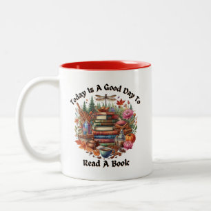 Goede dag om een boek te lezen Cottagcore Tweekleurige Koffiemok