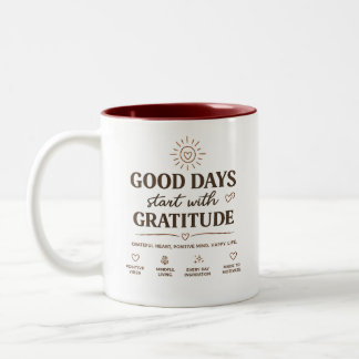 Goede Dagen Beginnen Met Dankbaarheid Positieve Mo Tweekleurige Koffiemok