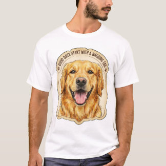 Goede dagen beginnen met een kwispelende staart -  t-shirt