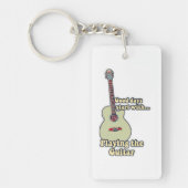 Goede dagen beginnen met het spelen van de gitaar. sleutelhanger (Voorkant)