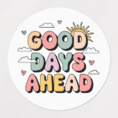 Goede dagen vooruit - Schattigee retro positieve q Labels (Design 2)