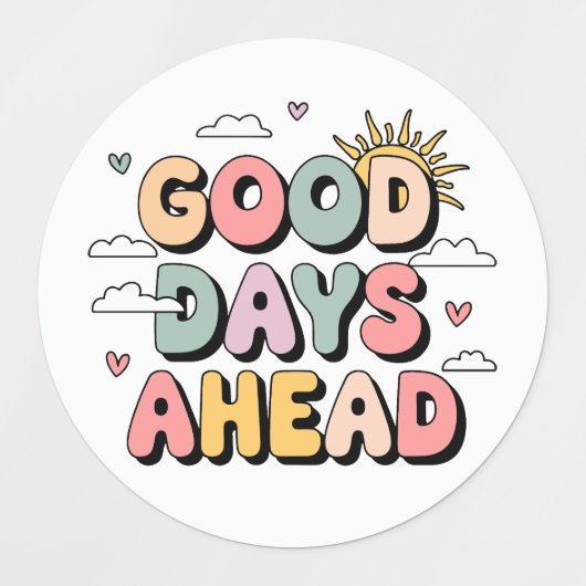 Goede dagen vooruit - Schattigee retro positieve q Labels (Design 2)