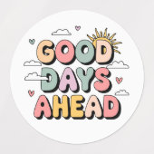 Goede dagen vooruit - Schattigee retro positieve q Labels (Design 1)