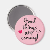 Goede dingen komen Cute Pink Heart Lucky Magneet (Voorkant / Achterkant)