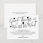 Goede Dingen Kosten Tijd Huwelijksuitstel Aankondiging (Voorkant / Achterkant)