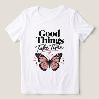 Goede Dingen Kosten Tijd Roze Vlinder Inspirerend Tri-Blend Shirt