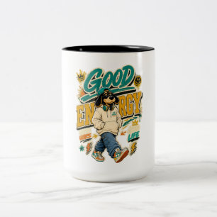 Goede Energie Positieve Vibes Tweekleurige Koffiemok
