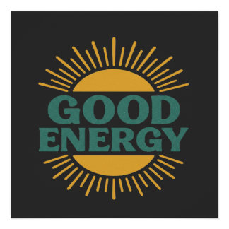 Goede Energie- Retro Zonne-uitbarsting Positieve V Perfect Poster