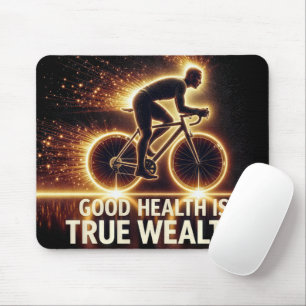 Goede gezondheid Poster met Neon fietser Muismat