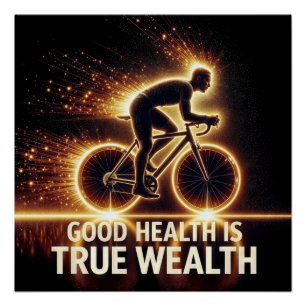 Goede gezondheid Poster met Neon fietser Perfect Poster